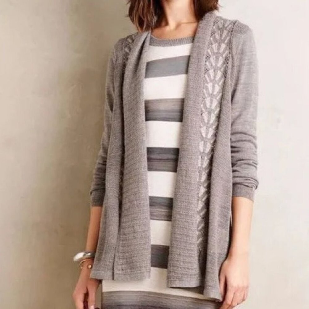 Anthropologie | Knitted & Knotted Dark Gray Lace Messina Cardigan Small NWT